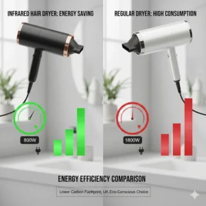 An infographic showing the lower energy consumption of infrared technology, appealing to UK eco-conscious consumers.