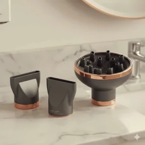 Salon-quality concentrator nozzles and diffuser attachments for precise home styling.