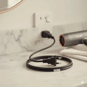 A salon-standard hair dryer featuring a standard UK three-pin plug and safety cord.