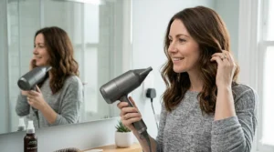 A lightweight, ergonomic hair dryer designed for comfortable use and fast drying without arm fatigue.