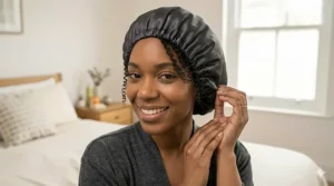 Illustration showing hair divided into four manageable sections with clips, prepared for blow-drying.