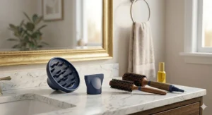 A collection of professional-grade attachments for an AC motor hair dryer, featuring concentrator nozzles and a diffuser for versatile styling.