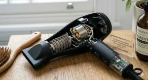 Lightweight dc motor hairdryer featuring an ergonomic handle for comfortable, long-term styling.