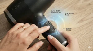 Attachment kit featuring a magnetic smoothing concentrator and a voluminising diffuser.