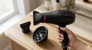 Alt text for image 2: Diagram demonstrating how an infrared hair dryer's technology penetrates the hair shaft from within, contrasted with traditional surface drying.