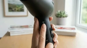 Alt text for image 9: A tourmaline hair dryer showing the standard UK three-pin plug and heavy-duty power cable.
