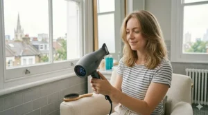 A result-focused shot showing soft, voluminous, and healthy-looking fine hair after using the adjustable heat hair dryer.