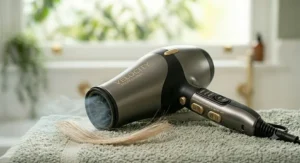 A compact, lightweight variable speed hair dryer ideal for travel and everyday use on fine hair.