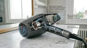 A hair dryer diffuser attachment in use, designed to add volume and texture to fine hair without causing heat damage.