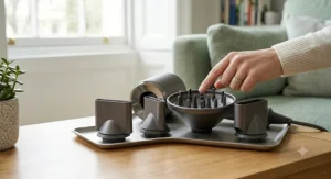 Selection of magnetic styling nozzles and diffusers included with the hair dryer.