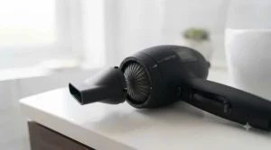 A hair dryer with a concentrator nozzle attachment, ideal for precise styling and smoothing the hair cuticle.