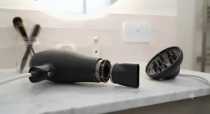 Safety guide showing how to wrap the 3m cord of the hairdryer after use.