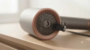 An exploded view of a high-performance, lightweight digital motor inside the lightest hair dryer model.