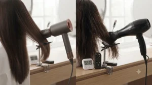 A lightweight hair dryer fitted with a diffuser attachment, ideal for enhancing natural curls and adding volume.