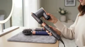 The Shark FlexStyle transforming from a hair dryer into a multi-styler wand.