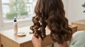 Comparison showing uniform bouncy curls on the left versus relaxed beach waves on the right.